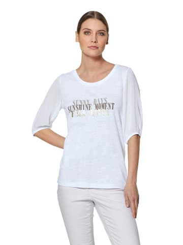 MADELEINE Bedrucktes Rundhals-Shirt mit Chiffon-Ärmeln in weiß