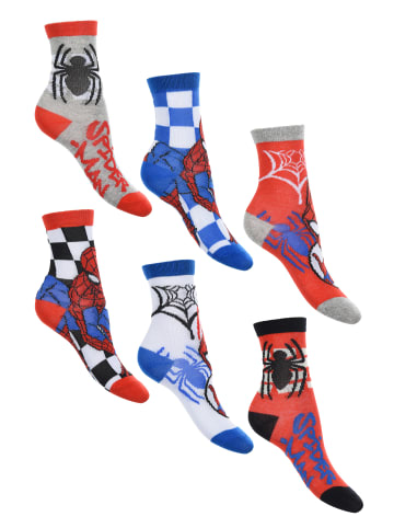 Spiderman 6er-Set: Socken Sneaker Strümpfe in Mehrfarbig