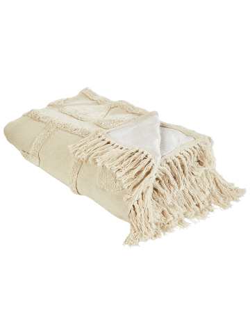 Beliani Picknickdecke GACHINA in Beige - (W) 150 x (H) 1 x (L) 200 cm