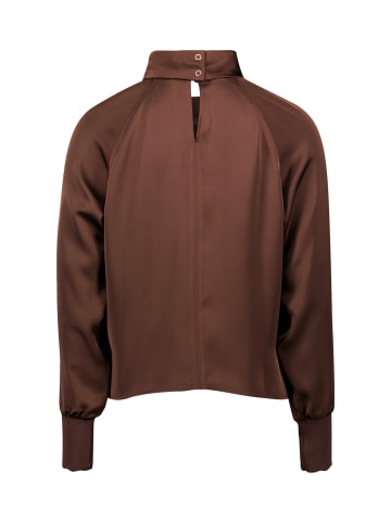 Zero Satinbluse mit Stehkragen in Chicory Coffee