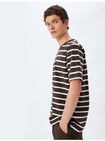 KOTON TSHIRT SS BSC in Braun Gestreift