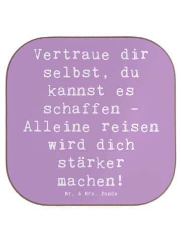 Mr. & Mrs. Panda Untersetzer für Gläser Spruch Alleine Reisen un... in Lavendeltraum