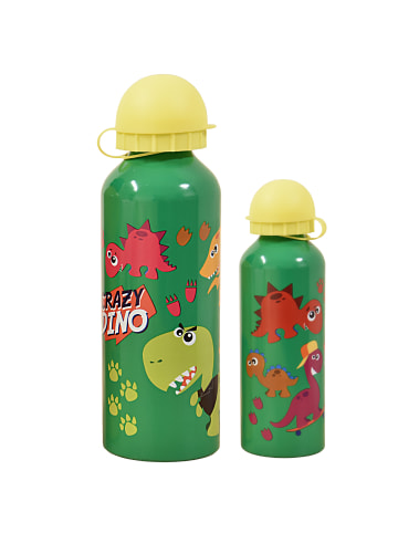 Kids Licesing Alu-Trinkflasche Crazy Dino 500 ml  in Grün-Gelb