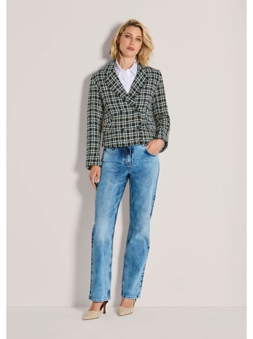 MADELEINE Modischer Zweireiher mit Fransen in rauchblau / wollweiß / bleu