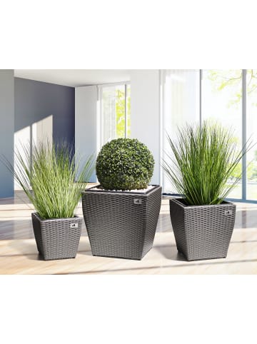 Gartenfreude Polyrattan Blumentöpfe in Grau