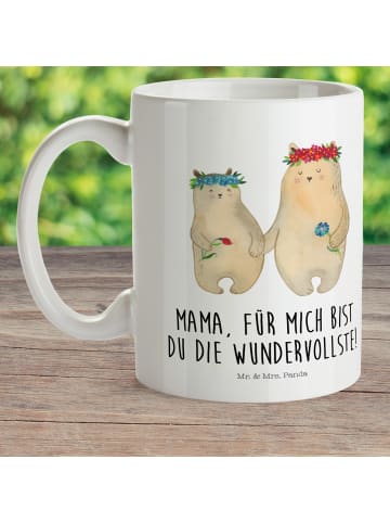 Mr. & Mrs. Panda Kindertasse Bären mit Blumenkranz mit Spruch in Weiß