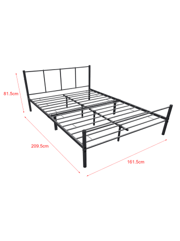 en.casa Metallbett Laos mit Matratze in Schwarz (B)160cm