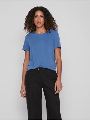 Vila Basic T-Shirt Kurzarm Rundhals Top Oberteil VIMODALA in Blau