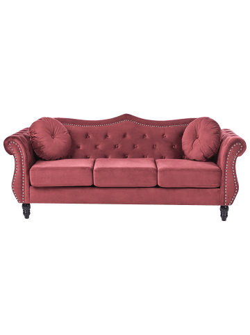 3-tlg 3-Sitzer Sofa SKIEN in Rot/Schwarz