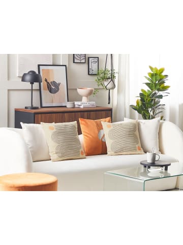 Beliani 2er-Set Dekokissen CALIBRACHOA in Beige/Orange/Grau