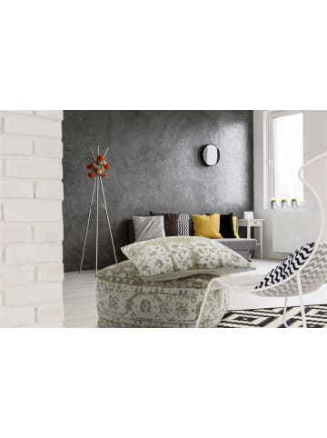 Kayoom Retro Sitzkissen Paramount Pouf & Cushion Set 80cm x 80cm in creme - oliv