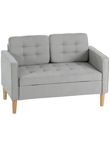 HOMCOM 2 Sitzer Sofa-117B x 62T x 78H cm-Hellgrau