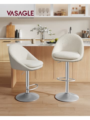 VASAGLE 2er-Set: Barhocker Lenna in Cremeweiß- (B)50 x (H)(84-98.5) x (T)55 cm