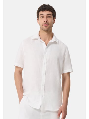 CASH-MERE.CH Leinen Hemd Kurzarm in Weiss