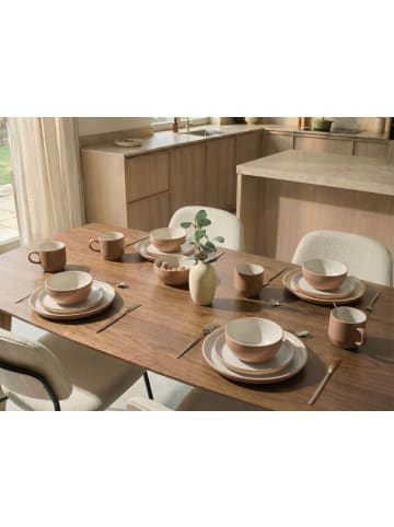 Beliani 16-tlg Tafelservice NUTMEG in Braun/Weiß