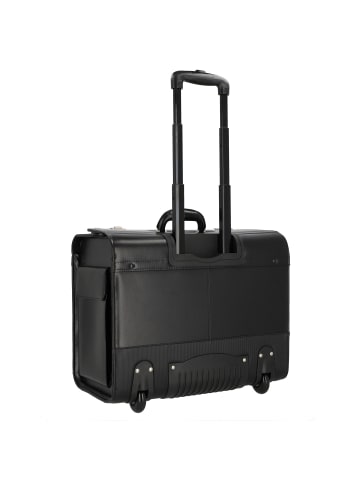 Dermata 2 Rollen Pilotentrolley Leder 39 cm in schwarz