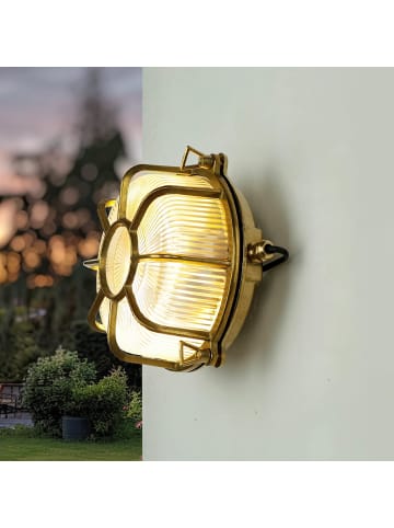 Licht-Erlebnisse Außen Wandlampe Ø 22 x (H)22 cm in MessingMessing