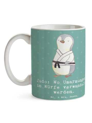 Mr. & Mrs. Panda Kaffeebecher Judo Umarmungen mit Spruch in Meeresbrise