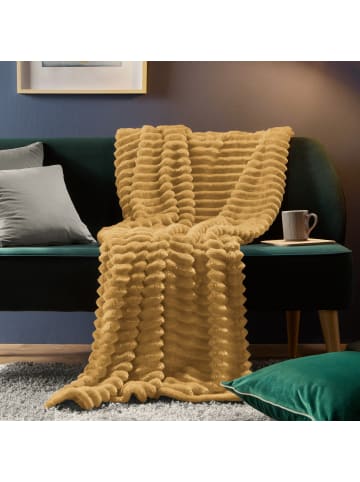 Erwin Müller Fleece, Microfaser Wohndecke Aosta in ocker