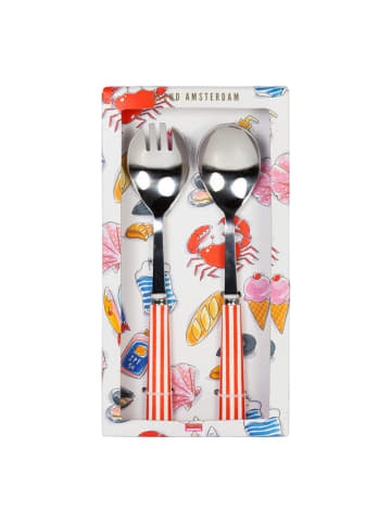 Blond Amsterdam 2er-Set Salatbesteck Streifen Sommer in Rot - 25cm