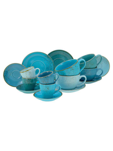 CreaTable Nature Collection AQUA Bistrotassen Set, Tassen Set 16 teilig in Wasserblau