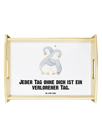 Mr. & Mrs. Panda Tablett Pinguine Kuscheln mit Spruch in Weiß