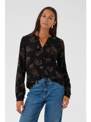 Kaffe Langarm-Bluse KAjalie Regular fit in Black_Brown Flowers