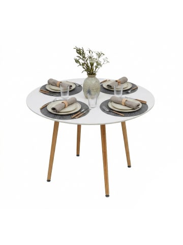 relaxdays Esstisch in Weiß/ Natur - (H)75 x Ø90 cm