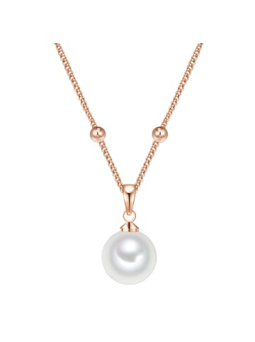 Lulu & Jane Perlen-Kette aus Messing mit Muschelkernperle in roségold