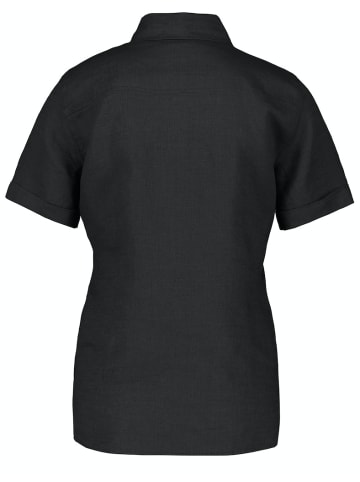 Gerry Weber Kurzarmbluse aus Leinen in Schwarz