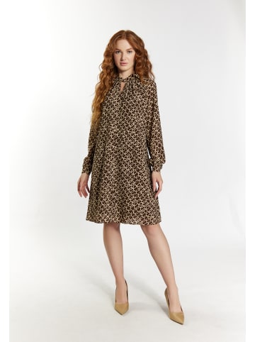 DreiMaster Damen Kleid Langarm in Braun Beige
