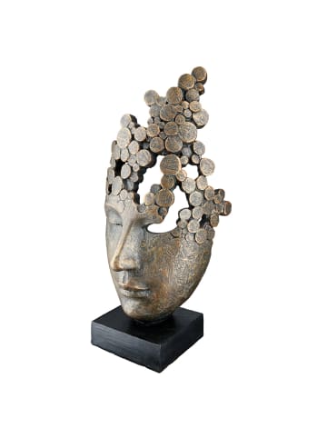 GILDE Skulptur Female Mask bronzefarben - (H) 31,5 cm