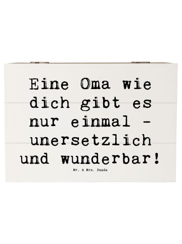 Mr. & Mrs. Panda Holztruhe Spruch Einzigartige Oma mit Spruch in Weiß