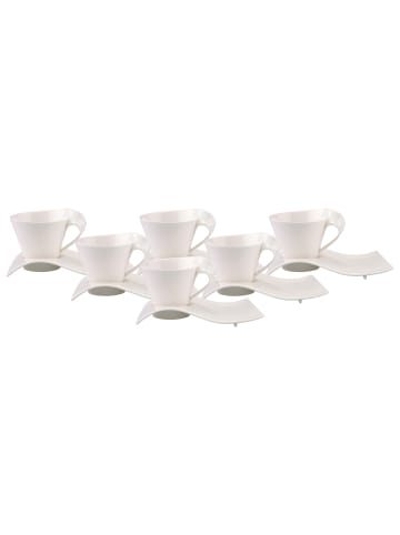 Villeroy & Boch 6er Set Café au lait Tasse mit Unterteller NewWave Caffè in Weiß 260 ml in weiß