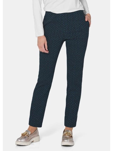 GOLDNER Kurzgröße: Druckhose LOUISA mit Jacquard-Muster in flaschengrün / gemustert