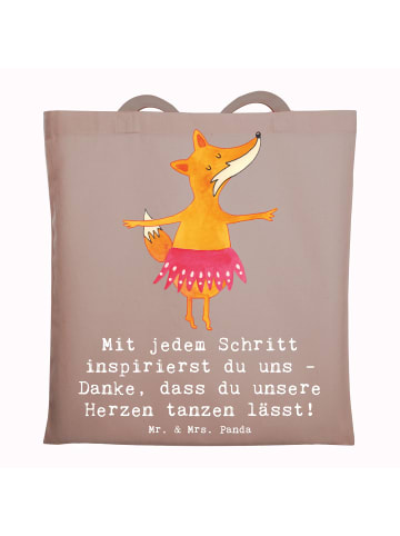 Mr. & Mrs. Panda Tragetasche Tanzen Trainerin Herz mit Spruch in Braun Pastell