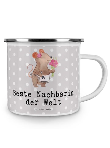 Mr. & Mrs. Panda Campingbecher Maus Beste Nachbarin der Welt mit... in Grau Pastell
