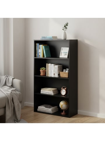 relaxdays Bücherregal in Schwarz - (B)60 x (H)108 x (T)24 cm
