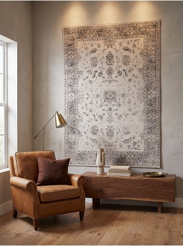 KADIMA DESIGN Kurzflor-Teppich waschbar VERNANTE Rosette Bordüre Wohnzimmer in Beige-Grau