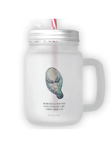 Mr. & Mrs. Panda Einmachglas Seekuh Happy mit Spruch in Transparent
