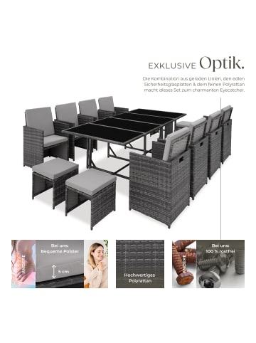 tectake Rattan-Gartenlounge für 8 bis 12 Personen, Inkl. Schutzhülle