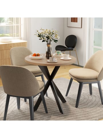 HOMCOM Esstisch-Ø75 x 75H cm-Braun