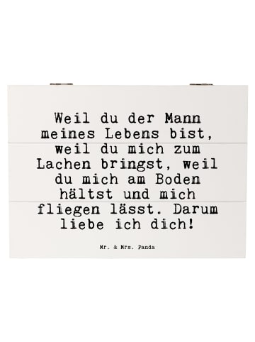 Mr. & Mrs. Panda Holzkiste mit Deckel Weil du der Mann... mit Sp... in Weiß