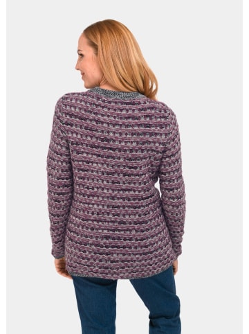 GOLDNER Kurzgröße:  Pullover Trageangenehmer Pullover, Strukturmix in schwarz / lila / stein / geringelt