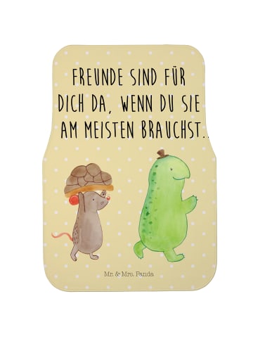 Mr. & Mrs. Panda Fahrer Autofußmatte Schildkröte Maus mit Spruch in Gelb Pastell