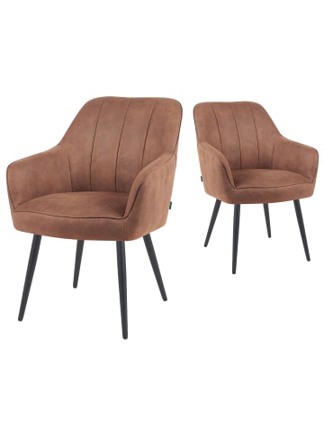 DUBI Möbel 2er-Set: Esszimmerstuhl Mika-Timo in Braun - (B)60 x (H)87 x  (T)65 cm