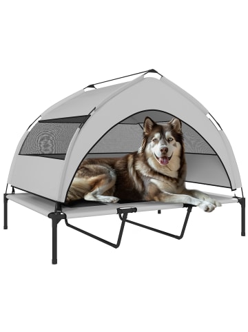 Pawhut Erhöhtes Hundebett,76L x 61B x 70H cm,Hellgrau
