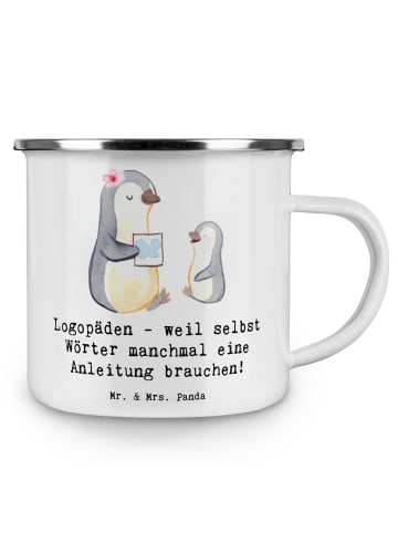 Mr. & Mrs. Panda Pott Logopädin Helden mit Spruch in Weiß