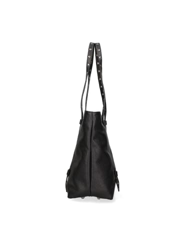 John Richmond Schultertasche in BLACK AND  OFF SILVER