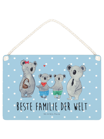 Mr. & Mrs. Panda Deko Schild Koala Familie zwei mit Spruch in Blau Pastell